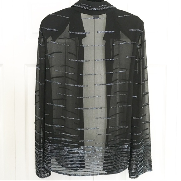 Beaded Sequin 2-piece Sheer Long Sleeve & Tank Top - Picture 4 of 8